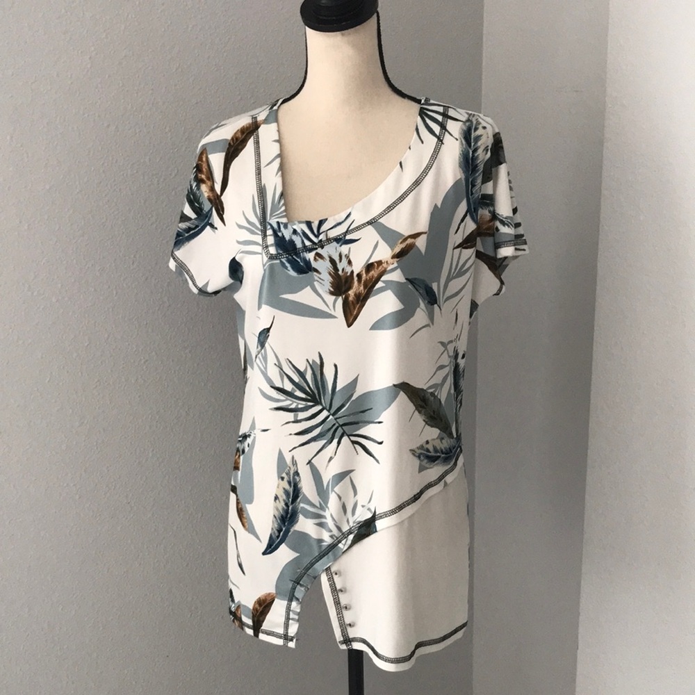 ARTEX FASHIONS Women Floral Print Asymmetrical Neck Polyester Tunic Top| S